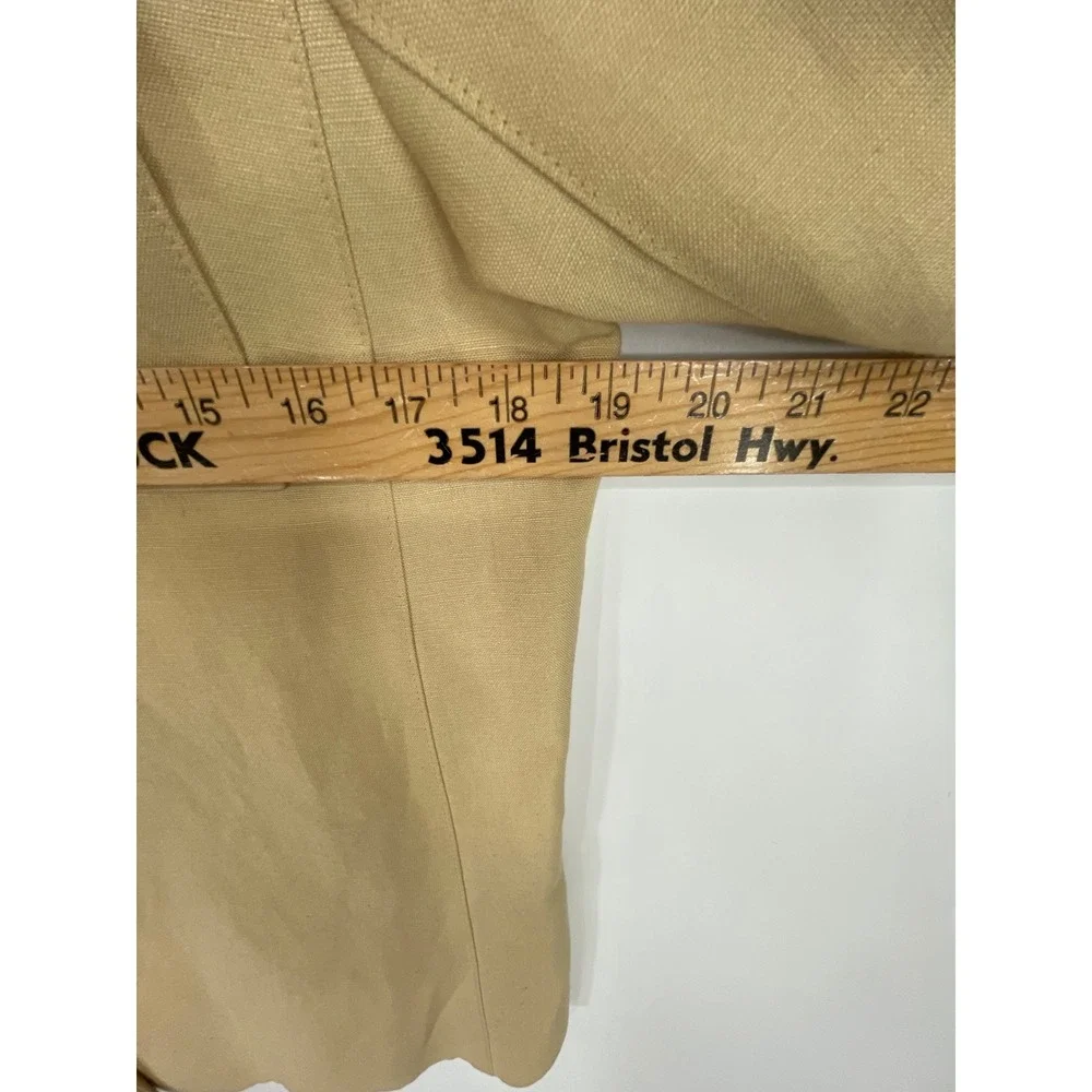 Harve Benard Womens Jacket 6 Blazer Tan Linen Blend Button Utility